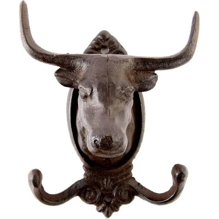 LB H&F Lilienburg 1 x Garderobenhaken Haken STIER Garderobe Wandgarderobe Kleiderhaken Metall Nostalgie massiv schwere Qualität