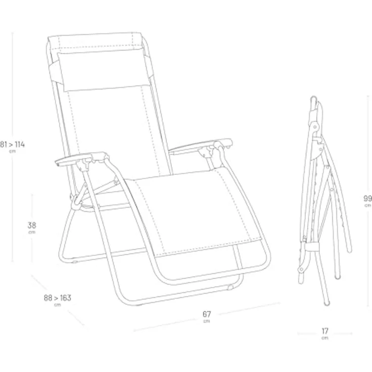 Lafuma Mobilier Relax-Sessel, klappbar und verstellbar, R-Clip, Batyline, Farbe: Sky, LFM4020_9711, 88 x 67 x 114 cm Relaxsessel, Polyurethan, Himmel, Einheitsgröße – Bild 7