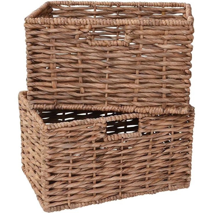 VIVANNO Regalkorb Wasserhyazinthe KIRA 2er Set, Natur Geflochten 35,50x25x20 cm – Bild 1