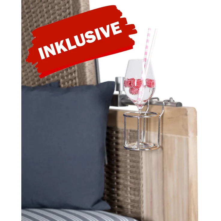 Strandkorb Komplettset - bene living - Schleswig Pinie - PE mokka - Modell 556 – Bild 10