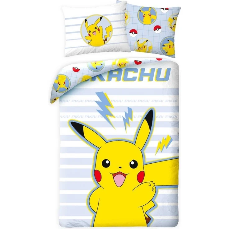 POKÉMON Bettwäsche Pokemon Wende Bettwäsche Set Pikachu Kopfkissen 135/140x200cm, Renforcé, 2 teilig, 100% Baumwolle – Bild 1