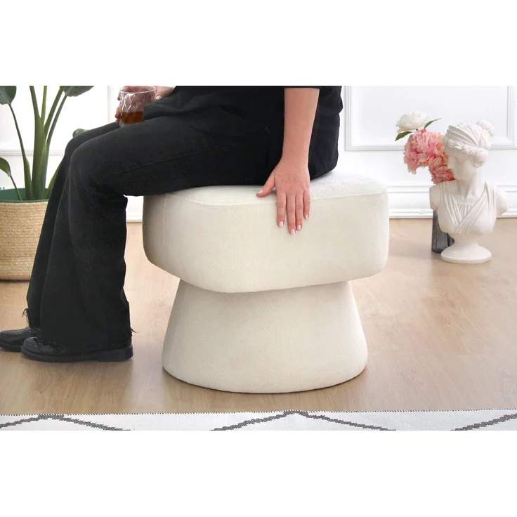 Hanah Home 'Mullin - Cream' Pouffe, Creme, 45 x 42 x 45 cm – Bild 2