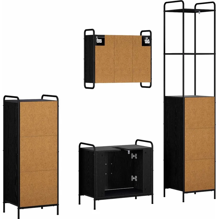vidaXL Badezimmerschrank-Set 4 stk. Schwarz Eichen-Optik 3444663 – Bild 8