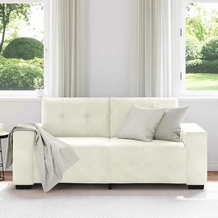vidaXL Zweisitzer-Sofa Creme 180x77x82 cm Samt 4105130 – Bild 3