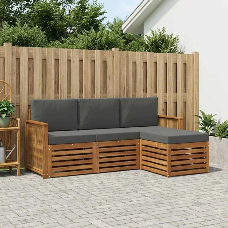 vidaXL Outdoor-Sofagarnitur 4 stk. 4-Sitzer Natur und Anthrazit 3384208 – Bild 1