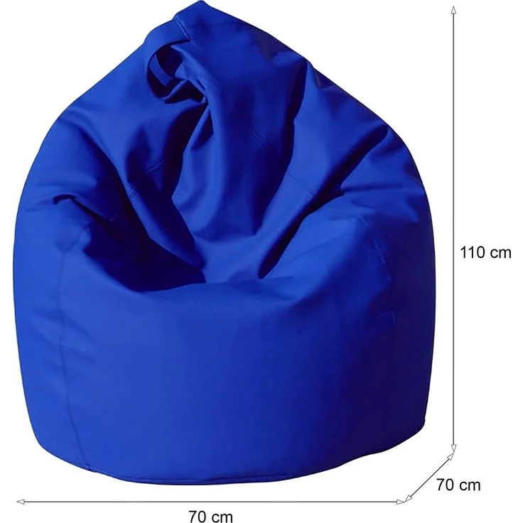 Dmora Pouf Azelia, Mehrzwecksessel, Sitzsack, Hockerhocker, Made in Italy, 70x70 h110 cm, Blau – Bild 3
