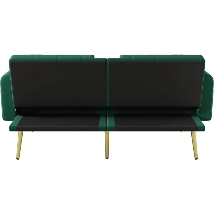 ZUBALIYA Schlafsofa 80x73.5 cm, mit LED - Beleuchtung, mit Stauraum, mit Samtbezug, mit breiten Armlehnen, Grün – Bild 15