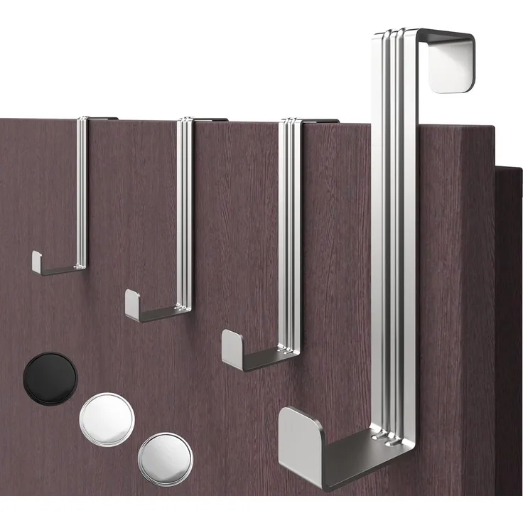 4smile Türhaken zum Einhängen, 4er Set - Edelstahl Kleiderhaken für Tür oder Schrank, vielseitige Haken zum Einhängen - Türgarderobe mit hoher Tragkraft, stabile Türhakenleiste