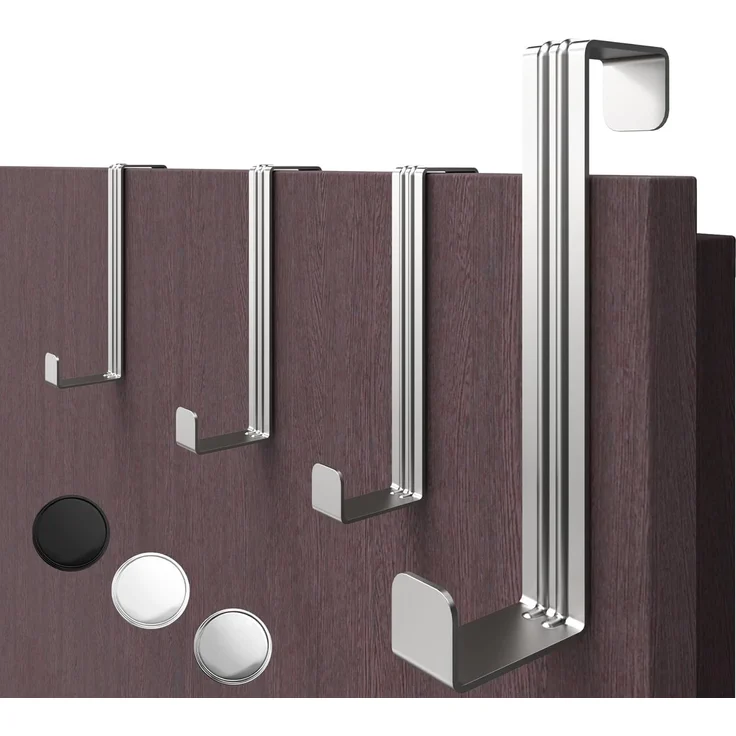 4smile Türhaken zum Einhängen, 4er Set - Edelstahl Kleiderhaken für Tür oder Schrank, vielseitige Haken zum Einhängen - Türgarderobe mit hoher Tragkraft, stabile Türhakenleiste