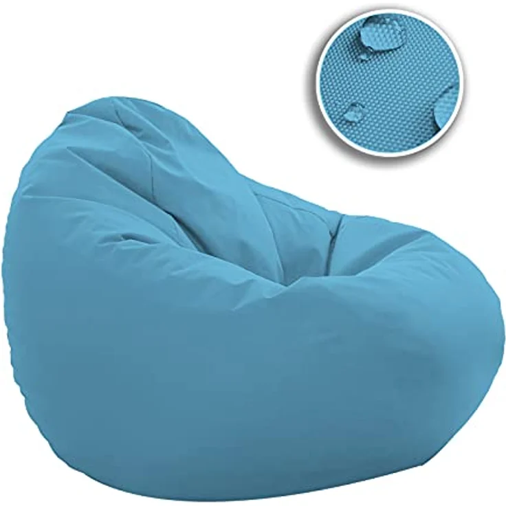 HomeIdeal - Sitzsack XXL Bodenkissen für Erwachsene & Kinder - Geeignet für Gaming oder Entspannen - Indoor wie Outdoor da er Wasserfest ist - mit EPS Perlen, Farbe:Hellblau, Größe:XXL – Bild 4