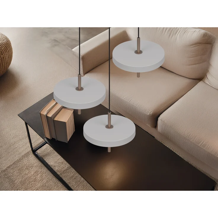 Moderne dimmbare LED Pendelleuchte KEATON 3-flammig, Hellgrau Ø 45cm – Bild 5