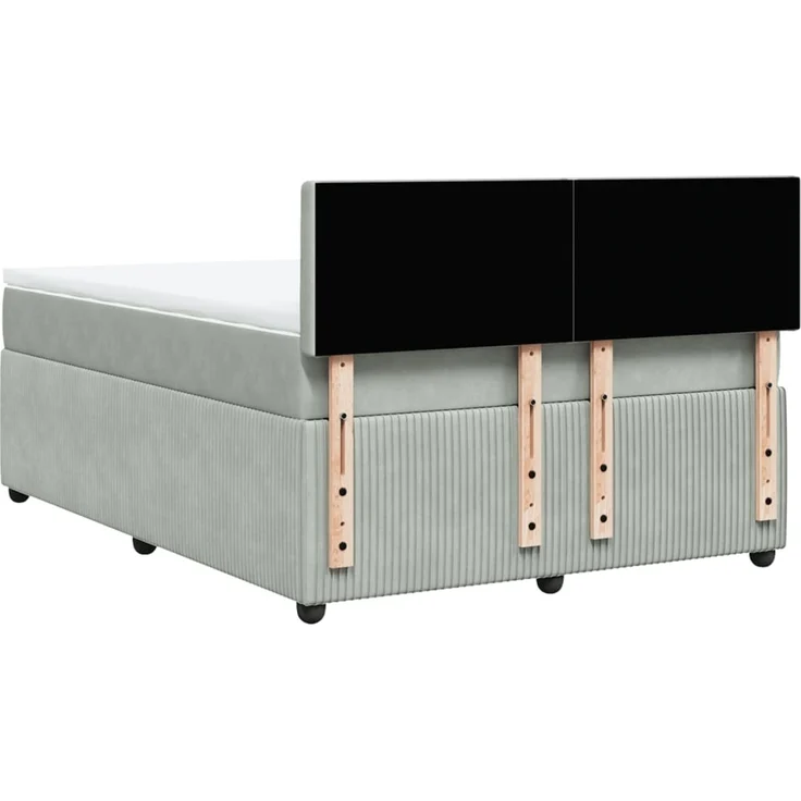 vidaXL Boxspringbett mit Matratze Hellgrau 140x200 cm Samt 3290070 – Bild 8
