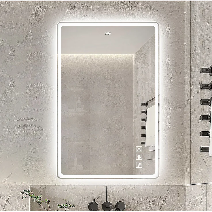 LED-Badezimmerspiegel aus Glas, dimmbar & Anti-Beschlag, 60x100 cm, Silber – Bild 2