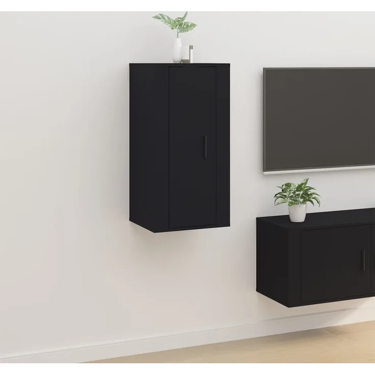 TV-Wandschrank, Fernsehschrank Schwarz 40 x 34,5 x 80 cm