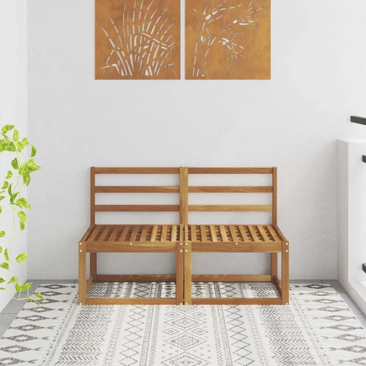 vidaXL 2 Stück Outdoor Mittelsofa Massivholz Akazie Natur 900458