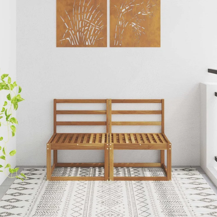 vidaXL 2 Stück Outdoor Mittelsofa Massivholz Akazie Natur 900458 – Bild 1