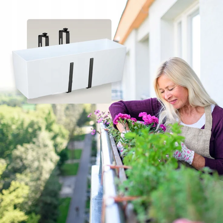 KADAX Blumentopf Balkonkasten Griffe 19x56cm Weiß – Bild 9