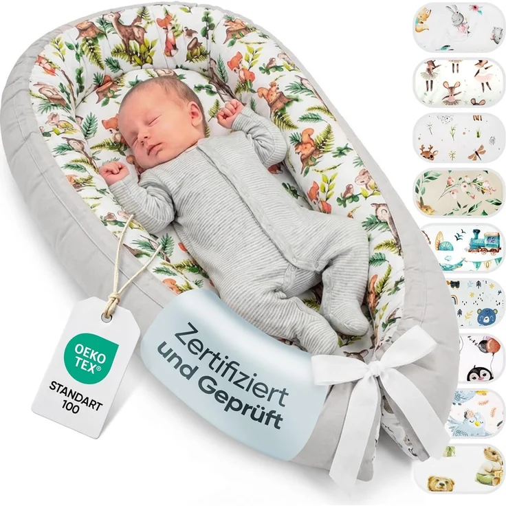 LULANDO® Babynest - Standard 100 von Oeko-Tex - multifunktionales Kuschelnest für Babys und Säuglinge - Nestchen - Reisebett - 100% Baumwolle - antiallergisch - hergestellt in der EU – Bild 1