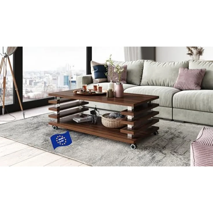 designimpex Couchtisch DC-3 Design Wohnzimmertisch Tisch mit / ohne Rollen – Bild 2