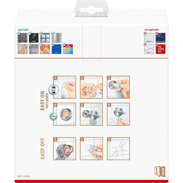 tesa Schminkspiegel Kosmetikspiegel Visioon - runder Badezimmer Schminkspiegel (Komplett-Set, 1-St, Inkl. Powerkit Montagezubehör - enthält Klebelösung und Adapter), 3-fache Vergrößerung - Wandmontage ohne Bohren - 14 cm - Silber – Bild 1
