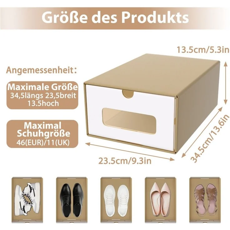 FIVMEN Schuhbox Stapelbar Schuhboxen mit Deckel & Transparent Sichtfenster Praktische (10 St), Stauraum Organizer für Schuhe – Bild 1