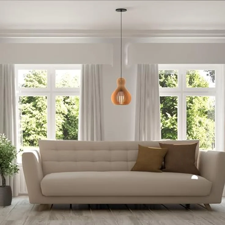 Maytoni Pendelleuchte Roots, Moderne 1 x E27 excl. in Schwarz/Holz/Metall, Energieeffizient bis 40W, für Küche, Wohnzimmer, Schlafzimmer, Esszimmer, Lobby – Bild 4