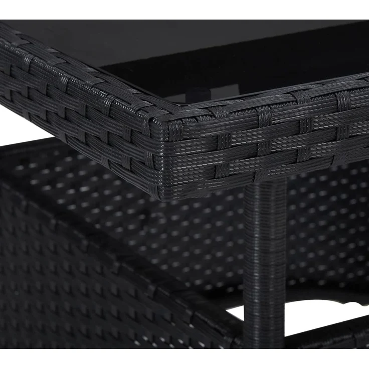 Gartentisch, Esstisch, Küchentisch Schwarz Poly Rattan und Glas – Bild 3