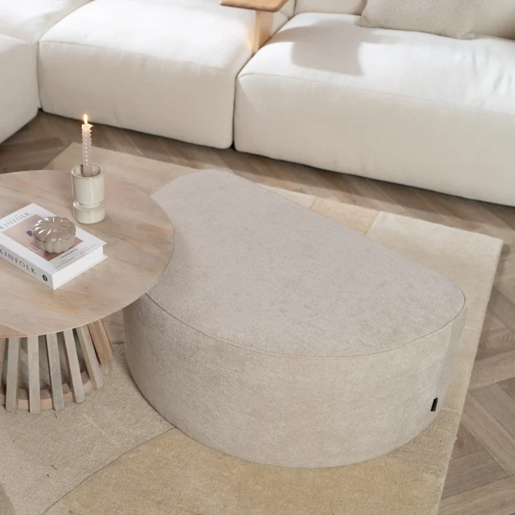 Bronx71 Hocker Lune halbrund Chenille beige – Bild 9