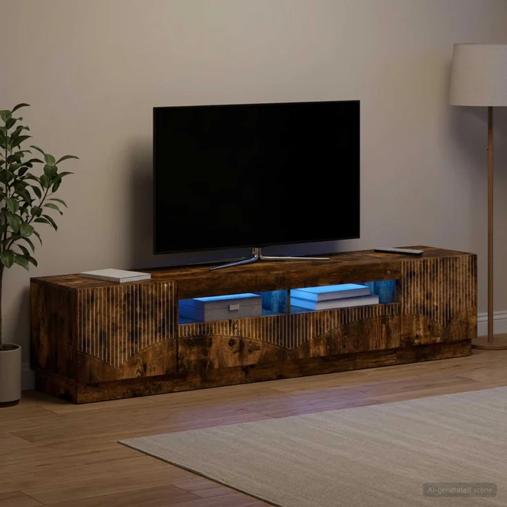 vidaXL LED-TV-Schrank HOORN 3 stk. Raucheiche Holzwerkstoff 3416845 – Bild 1