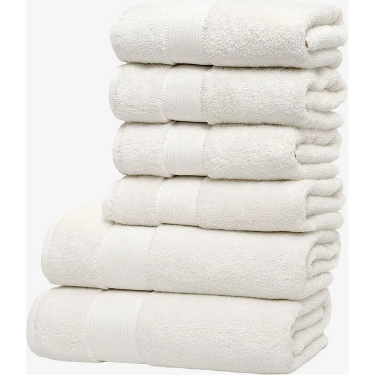 Wolkenfeld Handtuch Set Premium Low-Twist Baumwolle 550 g/m² – 6-teiliges Bade-Set, Frottier (6-St), 2 Duschtücher 70×140 cm & 4 Handtücher 50×100 cm