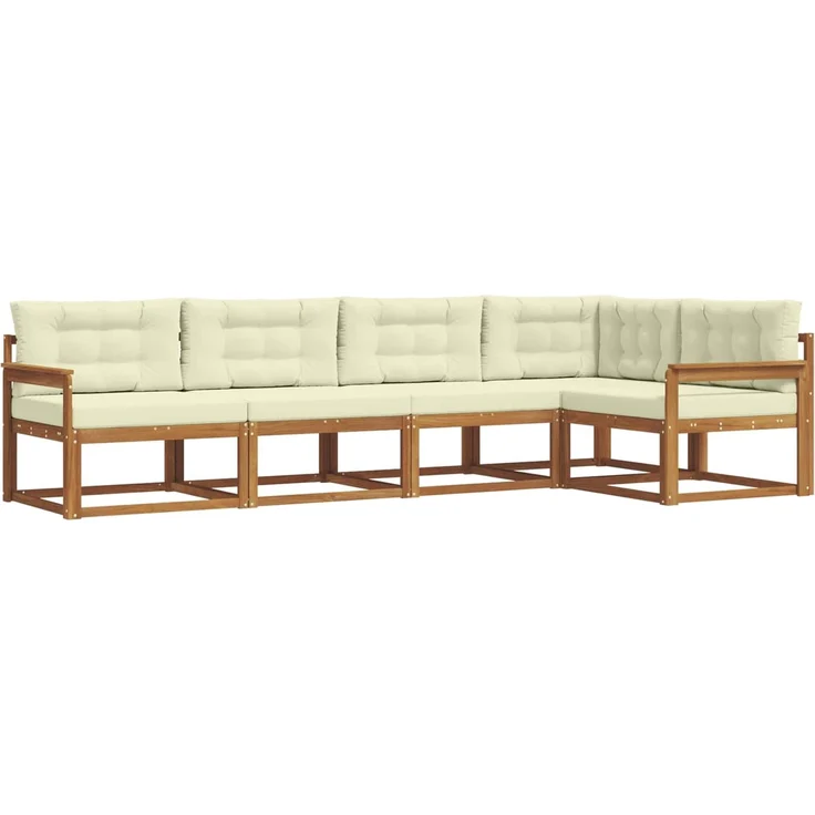 vidaXL Outdoor-Sofagarnitur 5 stk. 5-Sitzer Natur und Creme 3367568 – Bild 2