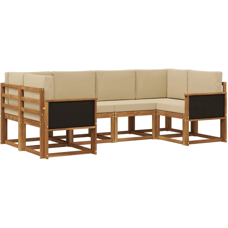 vidaXL Outdoor-Sofagarnitur 6 stk. 6-Sitzer Natur und Beige 3385484 – Bild 2