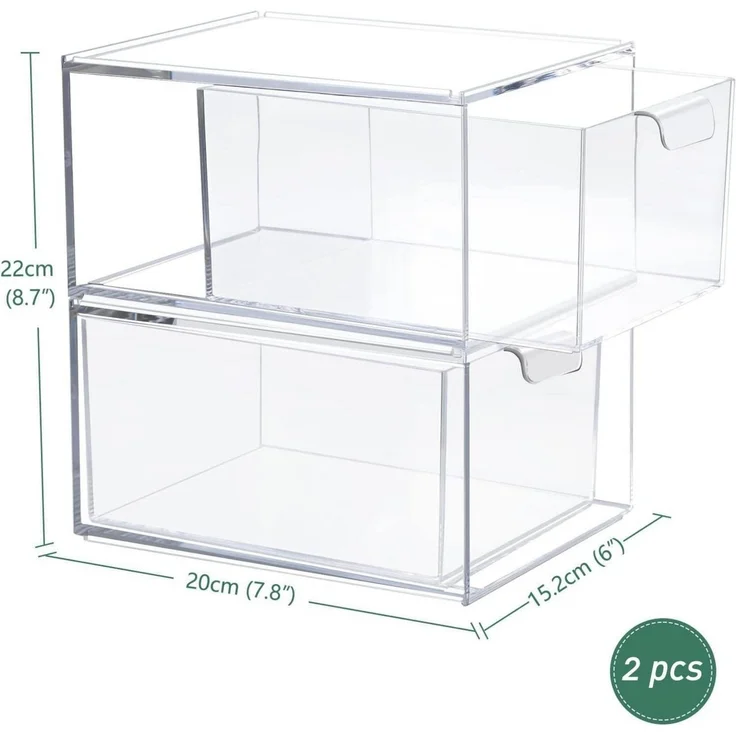Greentainer Kosmetik-Organizer Schubladen Acryl Make-up Aufbewahrungsbox 2er Set – Bild 2