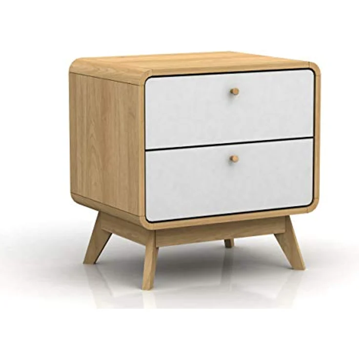 Cassie Nachttisch mit 2 Schubladen, Eicheoptik/Weiß, 51 x 39 x 53 cm, moderner Nachtschrank aus Holzwerkstoff, Beistelltisch mit Stauraum für Schlafzimmer und Wohnbereich – Bild 1