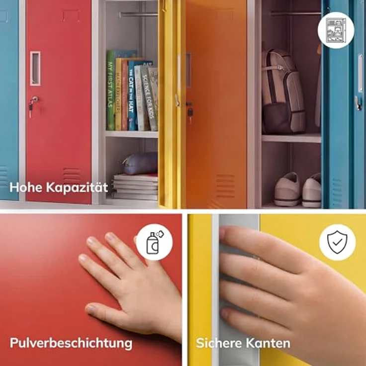 Jan Nowak Schließfachschrank Metall 10 Fächer Schulschrank 150x136x45 cm | Wertfachschrank, Garderobenschrank, Stahlspind abschließbar, pulverbeschichtet, für Schule, Kindergarten, Umkleide – Bild 11