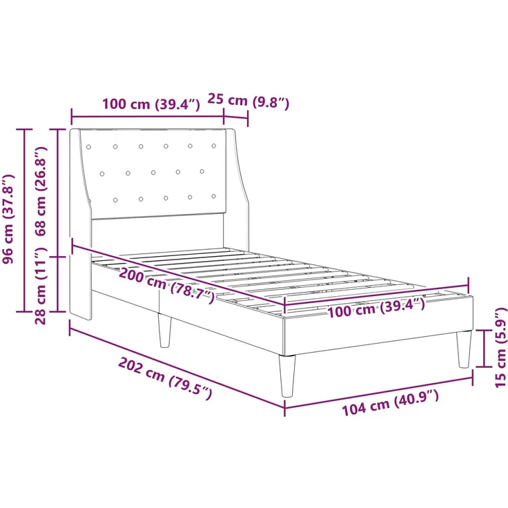 vidaXL Bettrahmen mit Kopfteil Rosa 100x200 cm Samt 42027409 – Bild 9