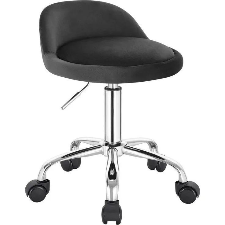 WOLTU Bürohocker mit Rollen, Drehhocker höhenverstellbar, Rollrocker mit niedriger Rückenlehne, Arbeitshocker Dunkelgrau, Sitzhöhe 43-54,5 cm BS127dgr