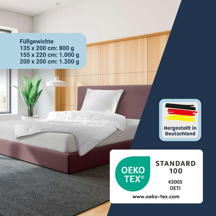 Traumhaft gut schlafen Softline - Steppbett, verschiedene Wärmestufen, Allergikergeeignet, Ausführung: Vierjahreszeiten-Steppbett, Größe: 155 x 220 cm – Bild 5