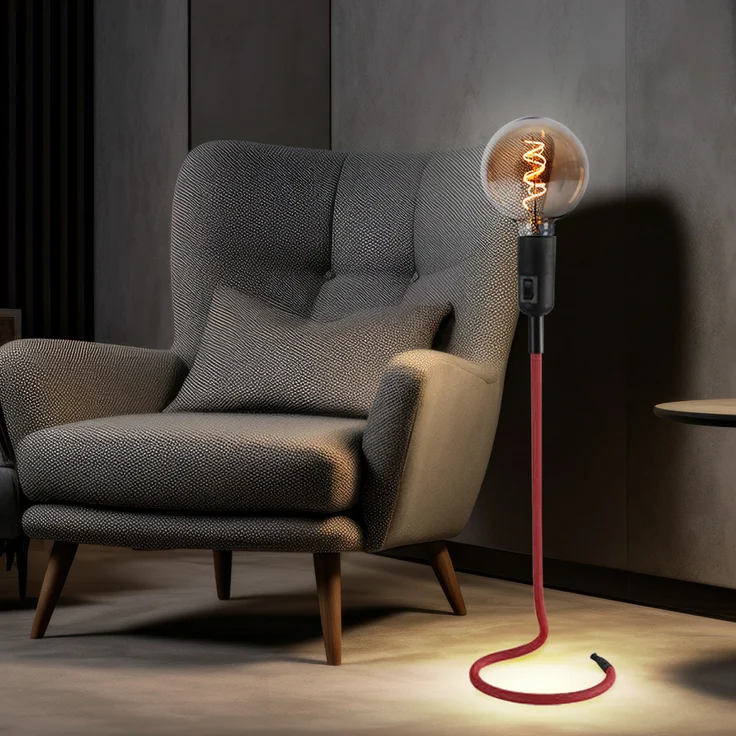 Tischlampe, Kabel Design, rot, H 46,5 cm – Bild 5