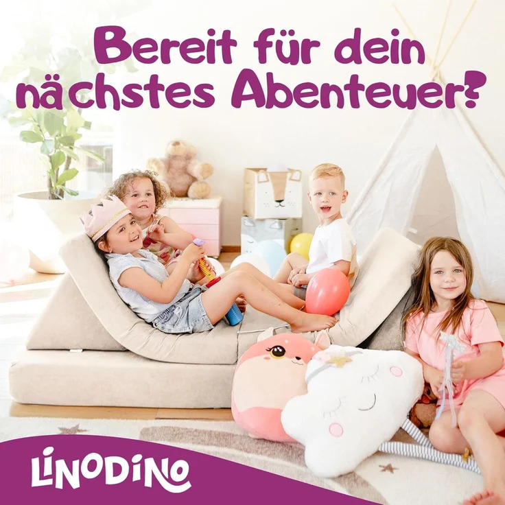 Linodino Kindersofa Spielsofa I aus Schaumstoff Bausteine I Spielcouch für Kinder, Wasserfeste Unterbezüge, Waschbare Chenille Bezüge 30° – Bild 7