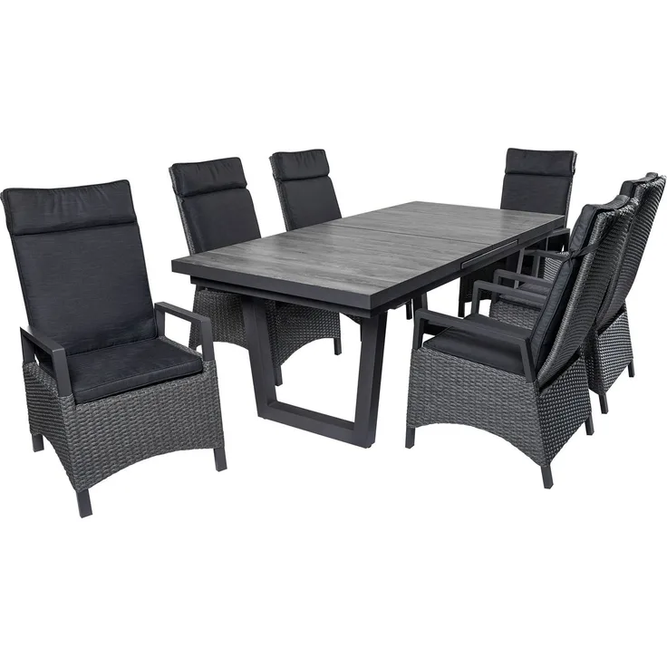 LC Garden Garten-Essgruppe Keramo Gartenset Esstisch 200/260cm + 6 Gartenstühle