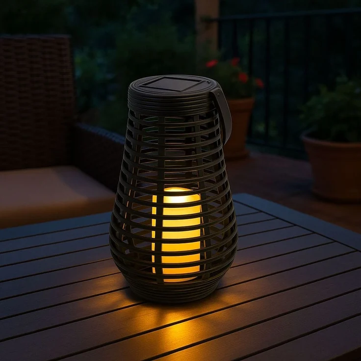 LED Solarlampe, Feuer-Effekt, Henkel, schwarz, H 26 cm – Bild 5