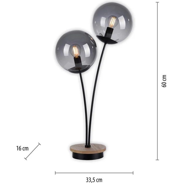 JUST LIGHT 11390-79 Green Widow LED Tischleuchte 2-flammig Holz rauchfarben – Bild 5