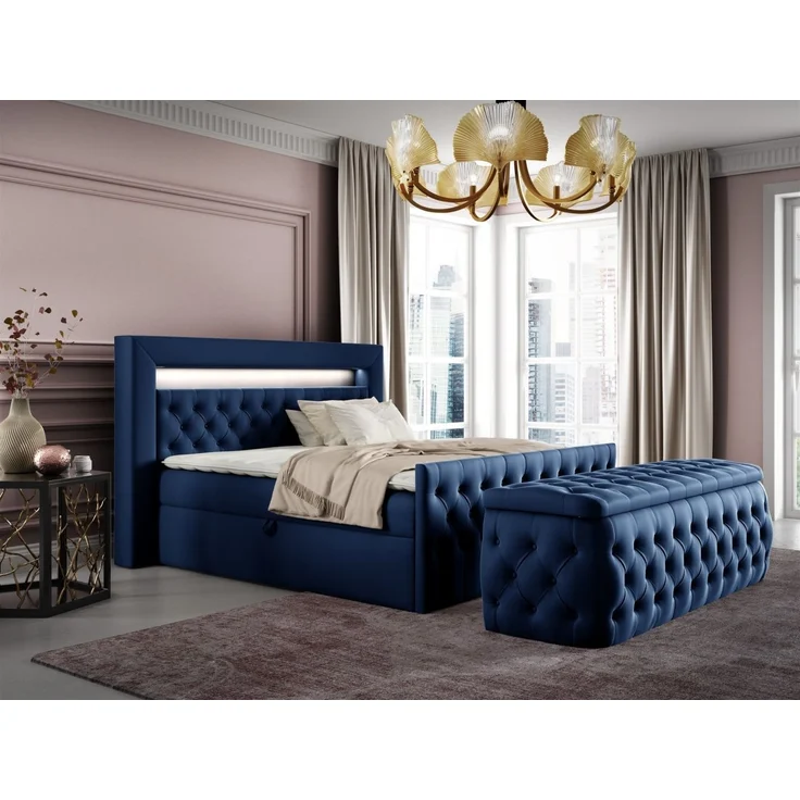 Polsterhocker mit Stauraum ERNESTO 180x50x45 cm Elisa Velvet Blau – Bild 4
