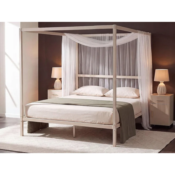 Himmelbett Metall LESTARDS 140 x 200 cm Hellbeige – Bild 2