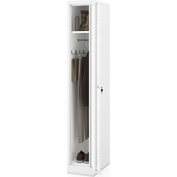 Jan Nowak Kleiderspind Metall abschließbar Spindschrank Umkleideschrank, 180 x 30 x 50 cm, Metallschrank mit Kleiderstange, Kleiderhaken, Fachboden und Lüftungsschlitzen, Garderobenschrank – Bild 1