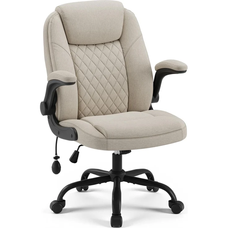 MALOL Bürostuhl Ergonomisch, Office Chair, Homeoffice Chefsessel Stuhl höhenverstellbar 105–125° Wippfunktion, Höhenverstellbarer Schreibtischstuhl mit Luft-Lendenstütze, bürostühle für Büro, Beige