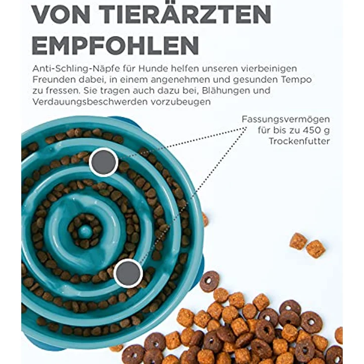Kyjen 51002 Outward Hound Fun Feeder Slow Feed Interaktiver Bloat-Stop-Futternapf für Hunde, Größe L, blau – Bild 5