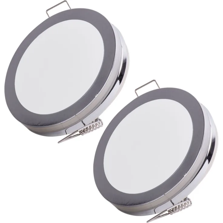 2er Set LED Einbaustrahler, rund, chrom, 8,5 cm