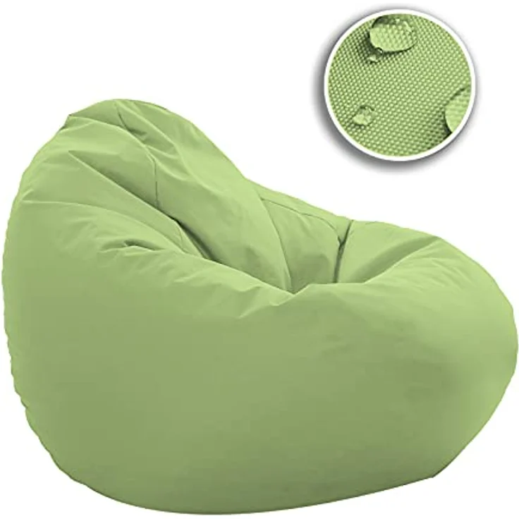 HomeIdeal - Sitzsack XXL Bodenkissen für Erwachsene & Kinder - Geeignet für Gaming oder Entspannen - Indoor wie Outdoor da er Wasserfest ist - mit EPS Perlen, Farbe:Limettengrün, Größe:XXL – Bild 4
